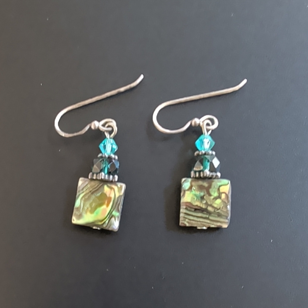 Elegant Abalone and Crystal Drop Earrings